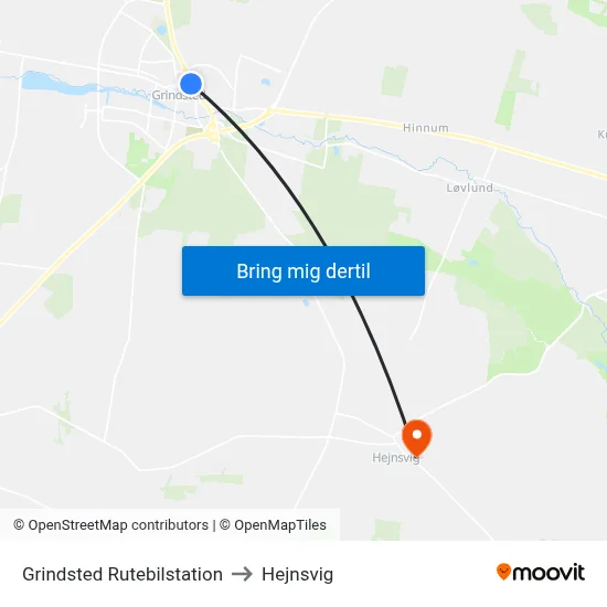 Grindsted Rutebilstation to Hejnsvig map