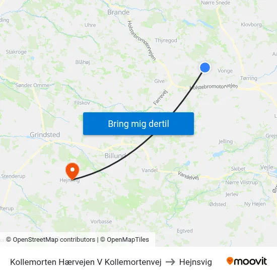 Kollemorten Hærvejen V Kollemortenvej to Hejnsvig map