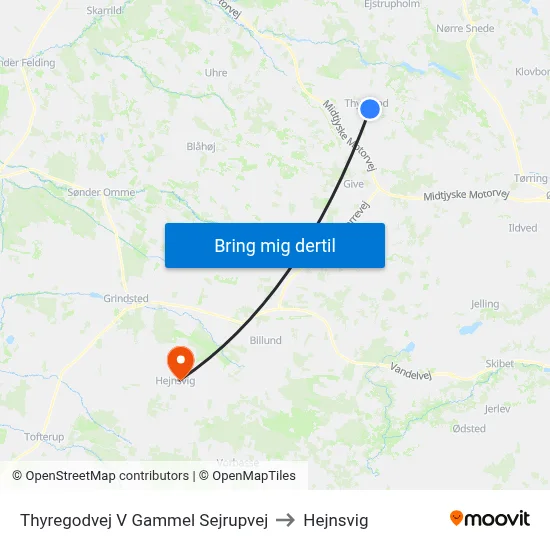 Thyregodvej V Gammel Sejrupvej to Hejnsvig map