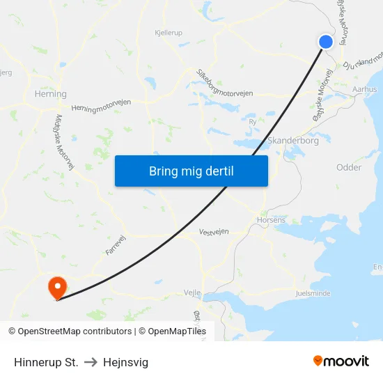 Hinnerup St. to Hejnsvig map