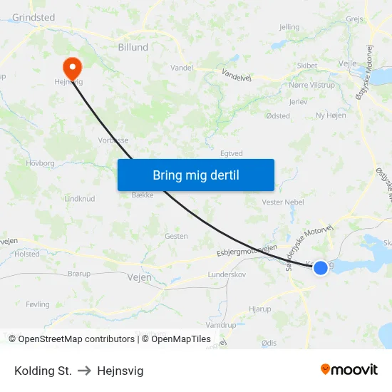 Kolding St. to Hejnsvig map