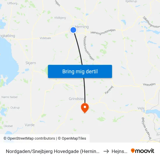 Nordgaden/Snejbjerg Hovedgade (Herning Kom) to Hejnsvig map