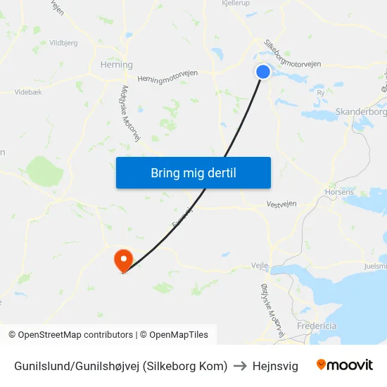 Gunilslund/Gunilshøjvej (Silkeborg Kom) to Hejnsvig map