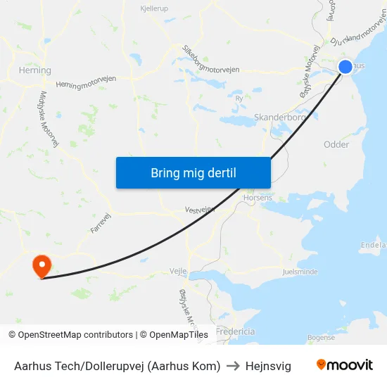 Aarhus Tech/Dollerupvej (Aarhus Kom) to Hejnsvig map