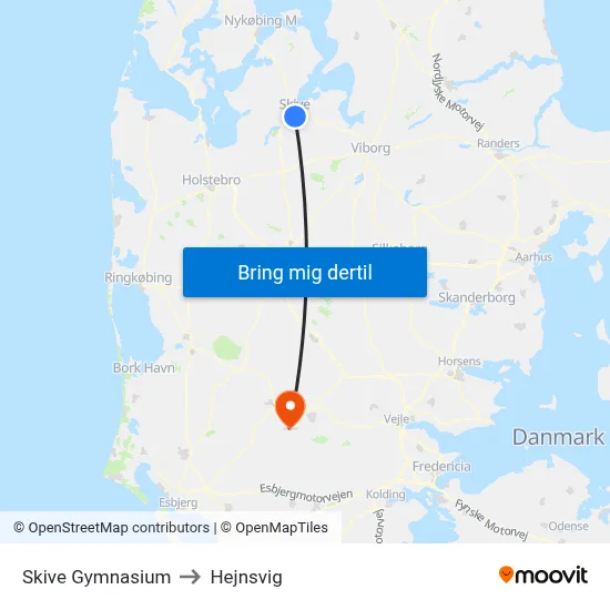 Skive Gymnasium to Hejnsvig map
