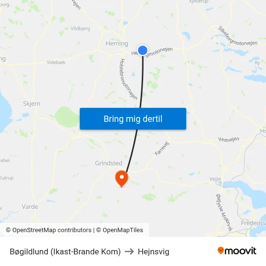 Bøgildlund (Ikast-Brande Kom) to Hejnsvig map