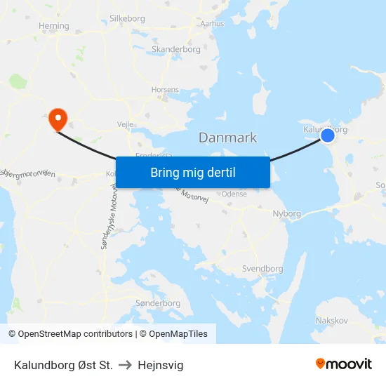 Kalundborg Øst St. to Hejnsvig map