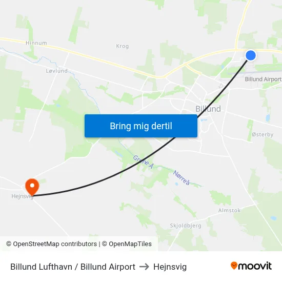 Billund Lufthavn / Billund Airport to Hejnsvig map