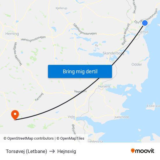 Torsøvej (Letbane) to Hejnsvig map