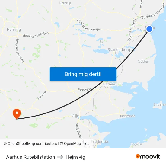 Aarhus Rutebilstation to Hejnsvig map