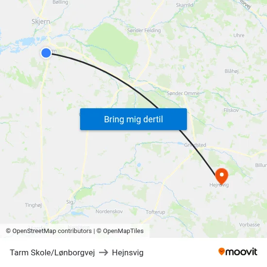 Tarm Skole/Lønborgvej to Hejnsvig map