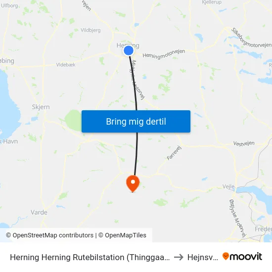 Herning Herning Rutebilstation (Thinggaard) to Hejnsvig map