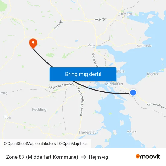Zone 87 (Middelfart Kommune) to Hejnsvig map