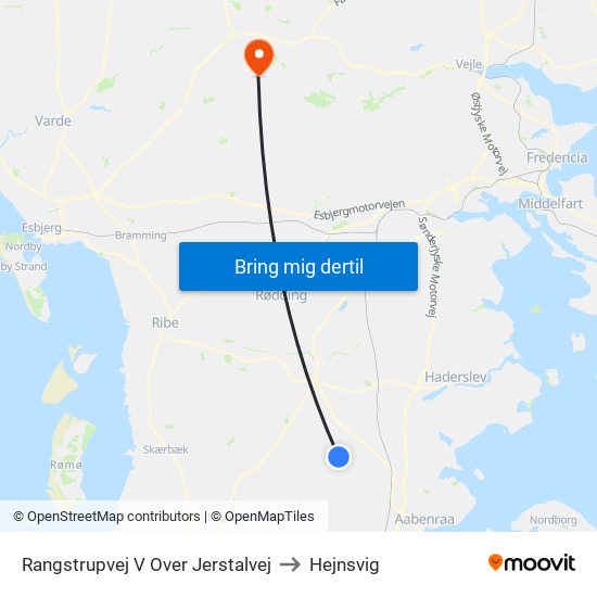 Rangstrupvej V Over Jerstalvej to Hejnsvig map