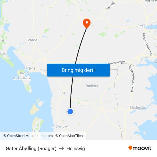 Øster Åbølling (Roager) to Hejnsvig map