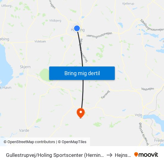 Gullestrupvej/Holing Sportscenter (Herning Kom) to Hejnsvig map