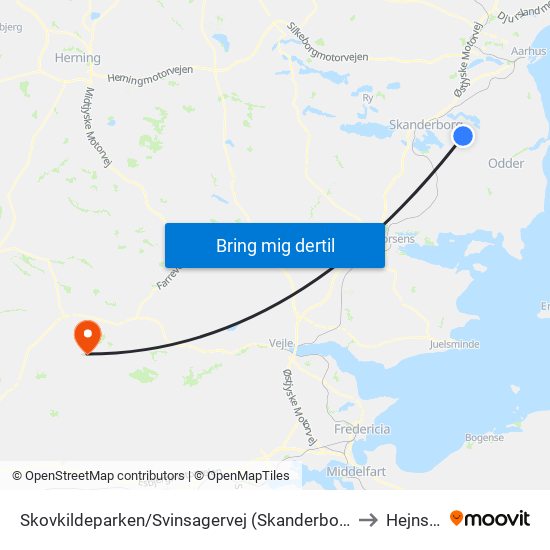 Skovkildeparken/Svinsagervej (Skanderborg Kom) to Hejnsvig map