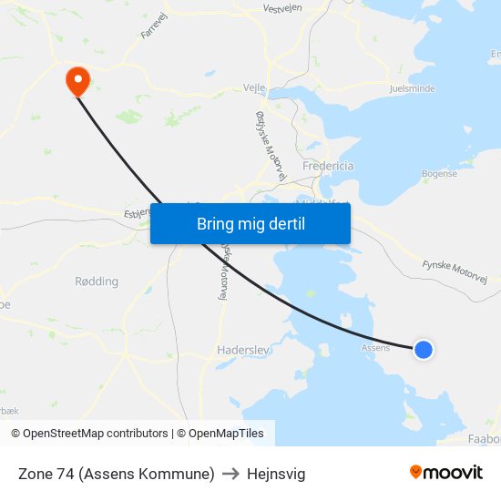 Zone 74 (Assens Kommune) to Hejnsvig map