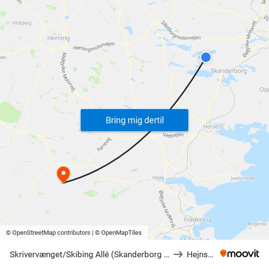 Skrivervænget/Skibing Allé (Skanderborg Kom) to Hejnsvig map