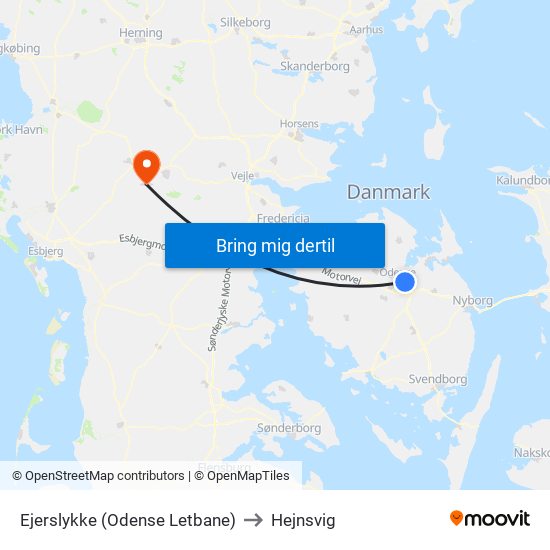 Ejerslykke (Odense Letbane) to Hejnsvig map