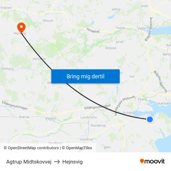 Agtrup Midtskovvej to Hejnsvig map