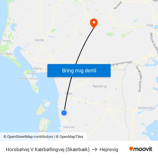 Horsbølvej V Kærbøllingvej (Skærbæk) to Hejnsvig map