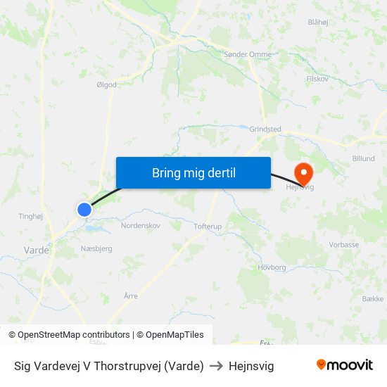 Sig Vardevej V Thorstrupvej (Varde) to Hejnsvig map