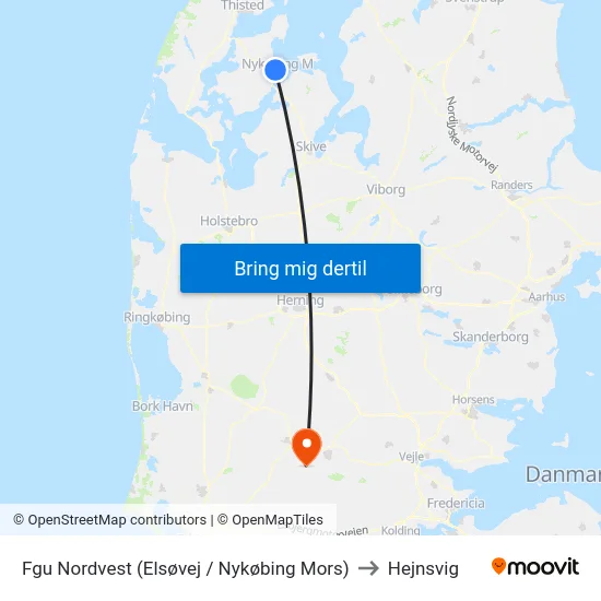Fgu Nordvest (Elsøvej / Nykøbing Mors) to Hejnsvig map