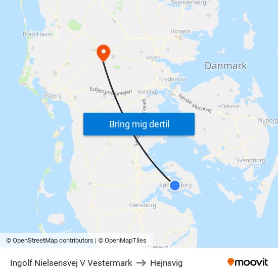 Ingolf Nielsensvej V Vestermark to Hejnsvig map