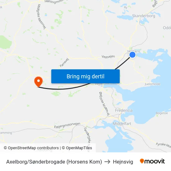 Axelborg/Sønderbrogade (Horsens Kom) to Hejnsvig map