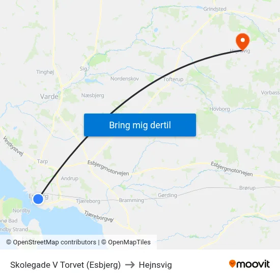 Skolegade V Torvet (Esbjerg) to Hejnsvig map