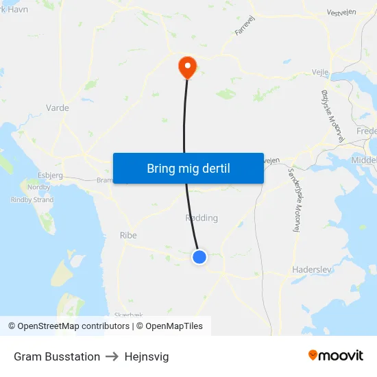 Gram Busstation to Hejnsvig map