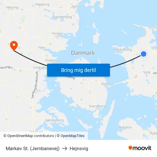 Mørkøv St. (Jernbanevej) to Hejnsvig map