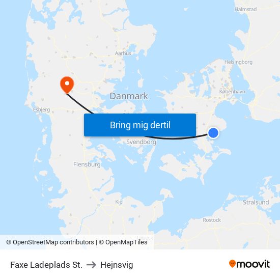 Faxe Ladeplads St. to Hejnsvig map