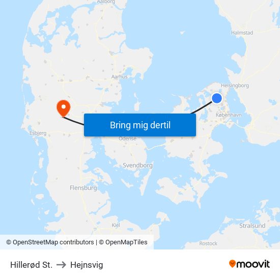 Hillerød St. to Hejnsvig map