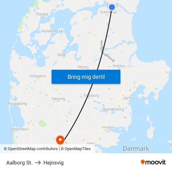 Aalborg St. to Hejnsvig map