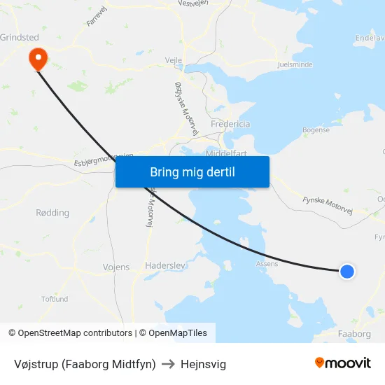 Vøjstrup (Faaborg Midtfyn) to Hejnsvig map