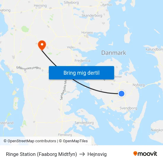 Ringe Station (Faaborg Midtfyn) to Hejnsvig map