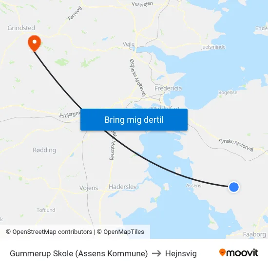 Gummerup Skole (Assens Kommune) to Hejnsvig map