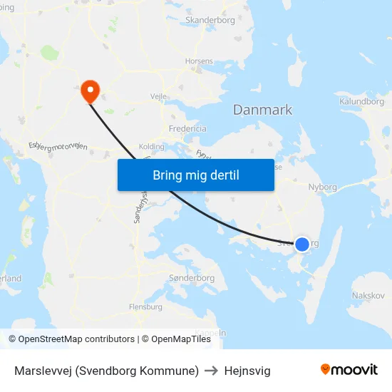 Marslevvej (Svendborg Kommune) to Hejnsvig map