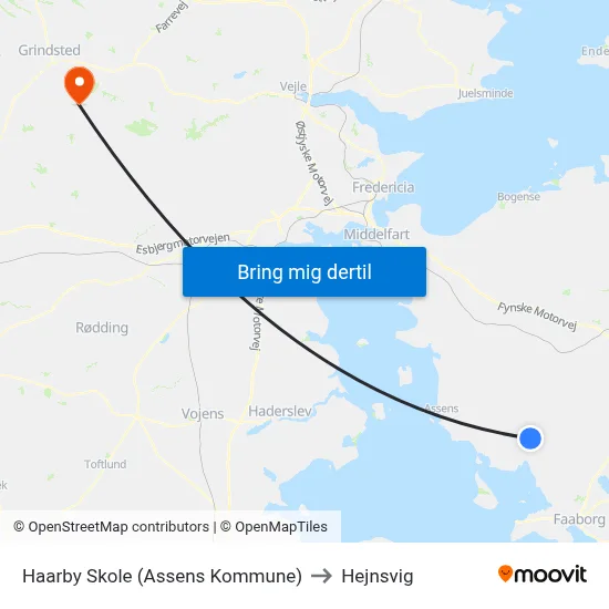 Haarby Skole (Assens Kommune) to Hejnsvig map