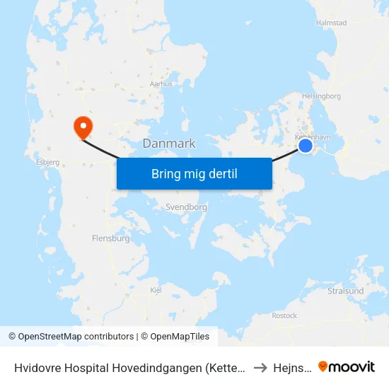 Hvidovre Hospital Hovedindgangen (Kettegård Allé) to Hejnsvig map