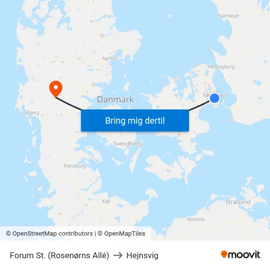Forum St. (Rosenørns Allé) to Hejnsvig map
