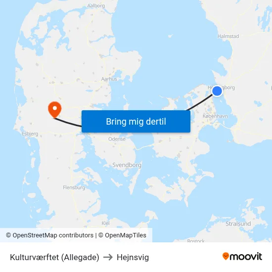 Kulturværftet (Allegade) to Hejnsvig map