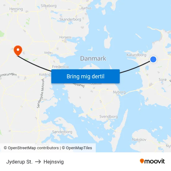 Jyderup St. to Hejnsvig map