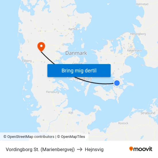 Vordingborg St. (Marienbergvej) to Hejnsvig map