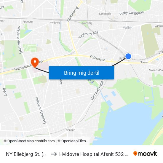 NY Ellebjerg St. (Togbus) to Hvidovre Hospital Afsnit 532 Smerteklinik map