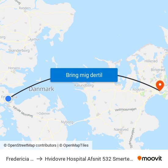 Fredericia St. to Hvidovre Hospital Afsnit 532 Smerteklinik map