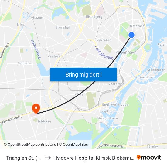Trianglen St. (Metro) to Hvidovre Hospital Klinisk Biokemisk Afd. 130 map