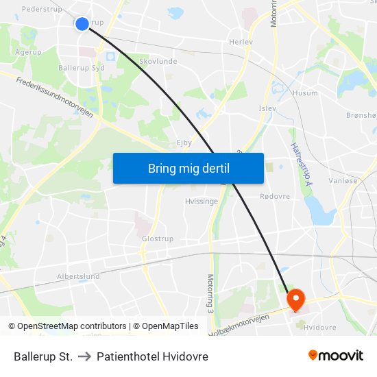 Ballerup St. to Patienthotel Hvidovre map